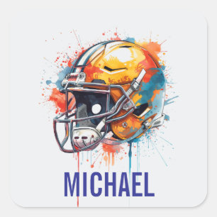 Inspirierende Motivierende Fußballhelm Name Quadratischer Aufkleber