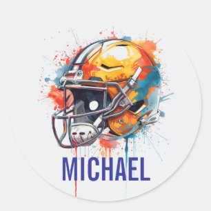 Inspirierende Motivierende Fußballhelm Name Runder Aufkleber