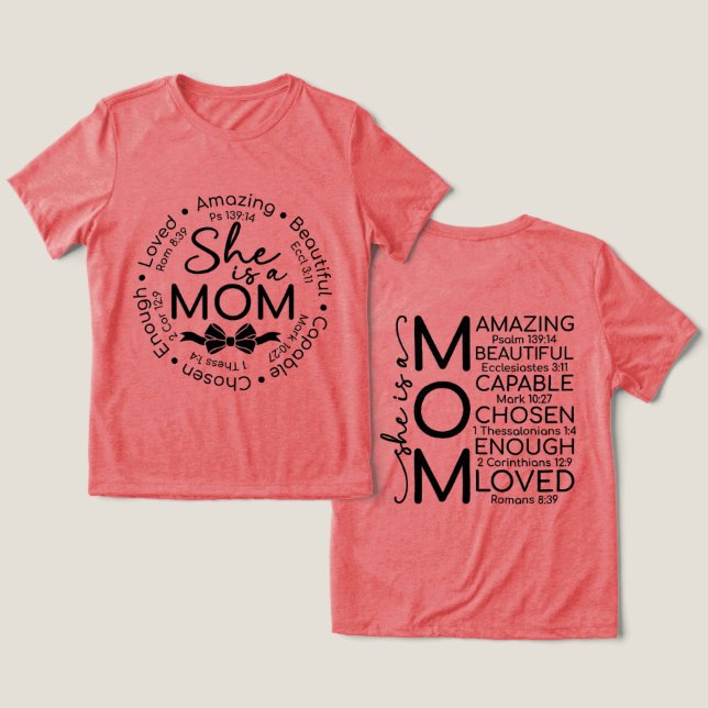 Inspirierende Mutter Tri-Blend Shirt (Design Vorderseite & Rückseite)