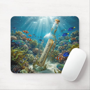 Inspirierende Nachricht in einer Flasche Mousepad