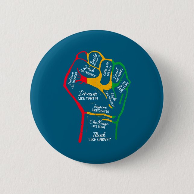Inspirierende schwarze Führer Power-Faust Hand sch Button (Vorderseite)