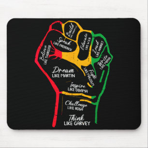 Inspirierende schwarze Führer Power-Faust Hand sch Mousepad