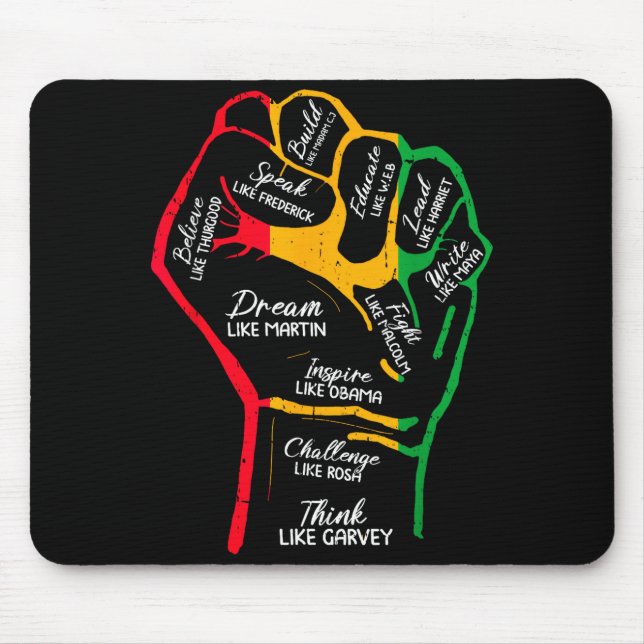 Inspirierende schwarze Führer Power-Faust Hand sch Mousepad (Vorne)