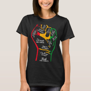 Inspirierende schwarze Führer Power-Faust Hand sch T-Shirt