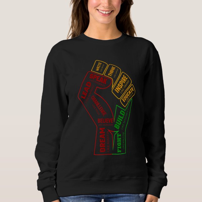 Inspirierende schwarze Führer Power Fist Hand Blac Sweatshirt (Vorderseite)