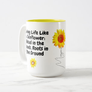 Inspirierende Sonnenblumen-Kaffeetasse (Einzigarti Zweifarbige Tasse