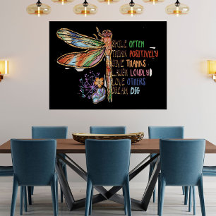 Inspirierende Sprüche Schrift Libelle Löwenzahn Poster