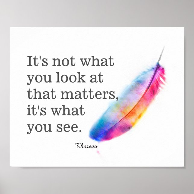 inspirierende Thoreau Zitat Aquarellfeder Poster (Vorne)