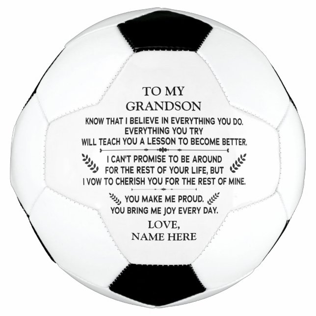 inspirierende Worte für meine Grandson-Liebe Fußball (Vorderseite)