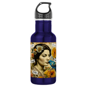 Inspirierende Worte und Vintage-Dame Edelstahlflasche