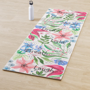 Inspirierende Worte Wasserfarbe Floral Yogamatte