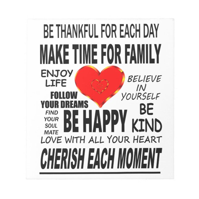 inspirierende Worte zum Leben Notizblock (Vorderseite)