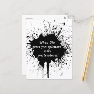 inspirierende Zitat Leben Spritzer Malerkreativitä Postkarte