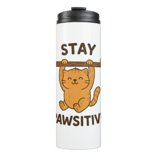 Inspirierender "Bleib pawsitiv"-Zitatdruck Thermosbecher