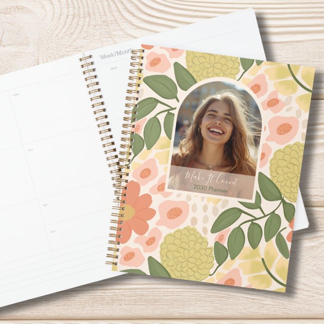 Inspirierender Blumen-Foto-Wochen- und Monatsplane Planer (Modern Floral Personalized Planner)