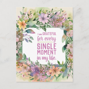 Inspirierender Blumen-Spruch Dankbarkeitshaltung Postkarte