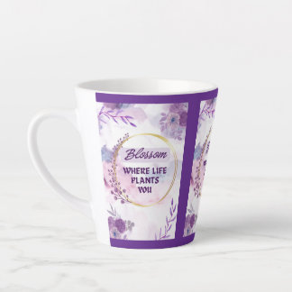 Inspirierender Blumenkeramikbecher | Lila Teetasse Milchtasse