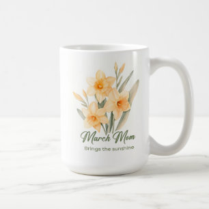 Inspirierender März-Geburtsmonatsblumen-Mama-Wrap Kaffeetasse