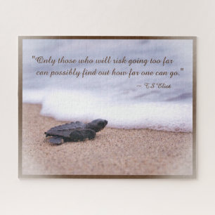 Inspirierender Spruch Baby-Meerschildkröte Sand Oz