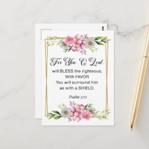 Inspirierender Spruch, Psalm 5:12 Florales Bibelve Postkarte