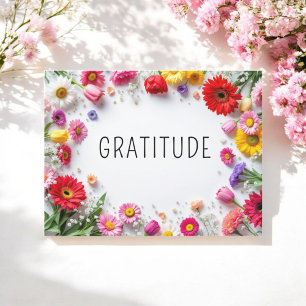 Inspirierendes Dankbarkeitszitat Farbige Blumen Postkarte