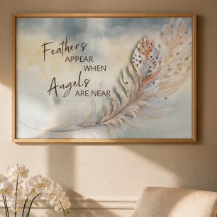 Inspirierendes Feder- und Engel-Zitat Wasserfarbe Poster