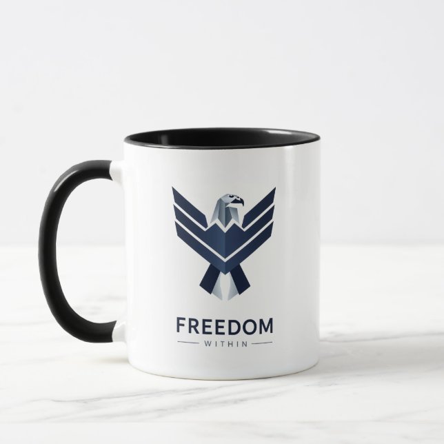 Inspirierendes "Freiheit in Dir" Adler-Logo Tasse (Links)