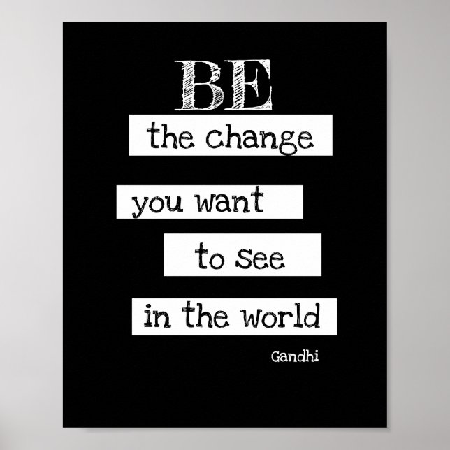 inspirierendes Gandhi Zitat-Poster modernen Chic Poster (Vorne)