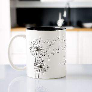 Inspirierendes Grafik-Wunsch-Löwenzahn-Grafik Zweifarbige Tasse