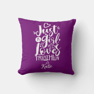 Inspirierendes Mädchen-Triathlon Lila Moderne Schr Kissen