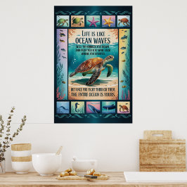 Inspirierendes Meeresschildkröten-Ozean-Poster „Da Poster