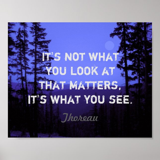 inspirierendes Naturposter Thoreau Zitat blau Poster (Vorne)