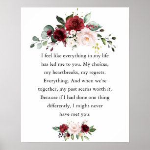 Inspirierendes positives Beziehungszitat Floral Poster