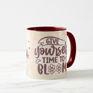 Inspirierendes/Positives Blumen-Zitat Wrap Tasse