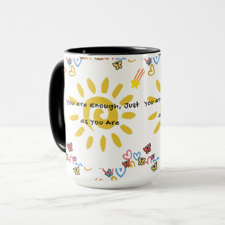 Inspirierendes Sonne- & Schmetterlinge-Doodle-Must Tasse