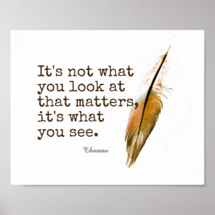 inspirierendes Thoreau Zitat mit Feder Poster