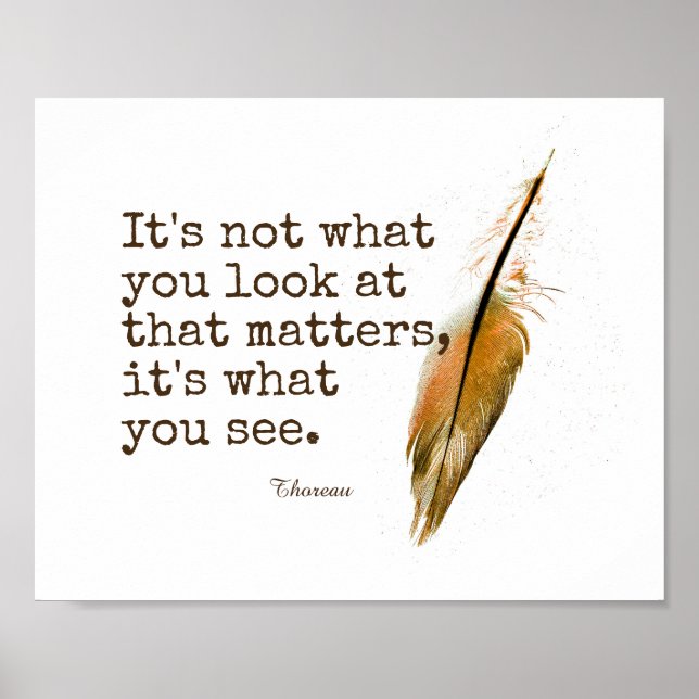 inspirierendes Thoreau Zitat mit Feder Poster (Vorne)