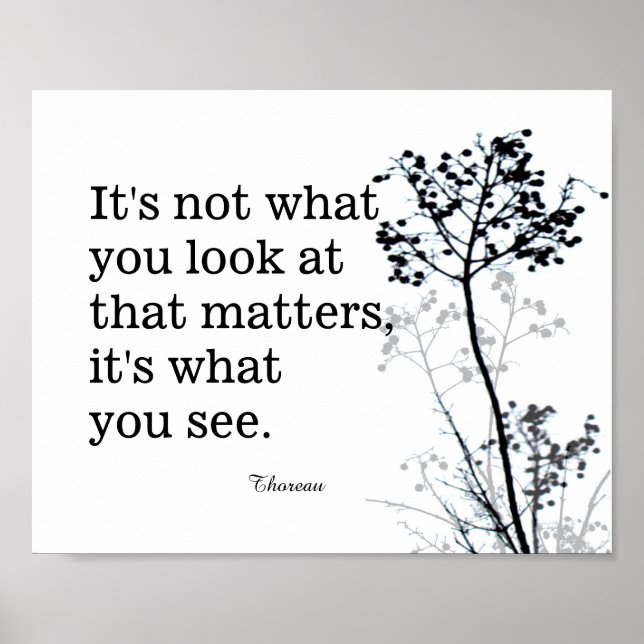 inspirierendes Thoreau Zitat schwarz-weißes Poster (Vorne)