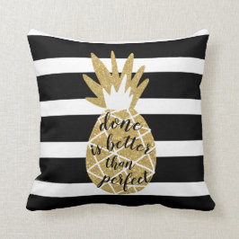inspirierendes Zitat Ananas Gold gitter schwarz Kissen