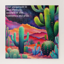 inspirierendes Zitat, farbenfrohe Kaktuslandschaft