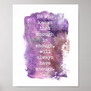 inspirierendes Zitat lila Lao Tzu Text Poster