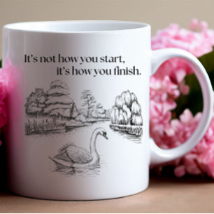 inspirierendes Zitat mit Schwan Kaffeetasse