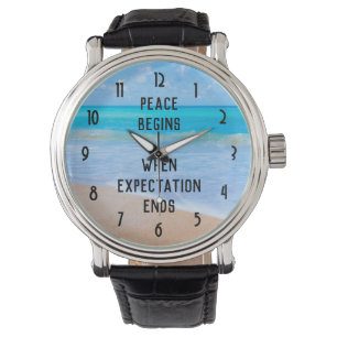 inspirierendes Zitat mit tropischer Strandlandscha Armbanduhr