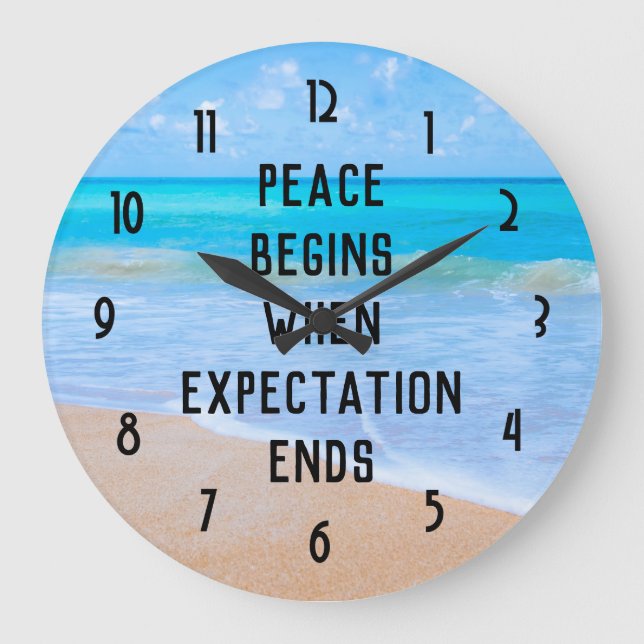 inspirierendes Zitat mit tropischer Strandlandscha Große Wanduhr (Vorderseite)