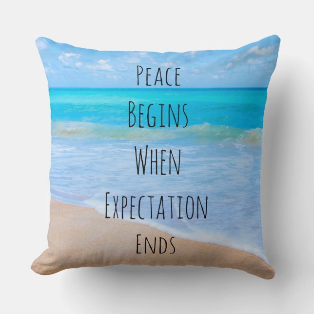 inspirierendes Zitat mit tropischer Strandlandscha Kissen (Vorderseite)