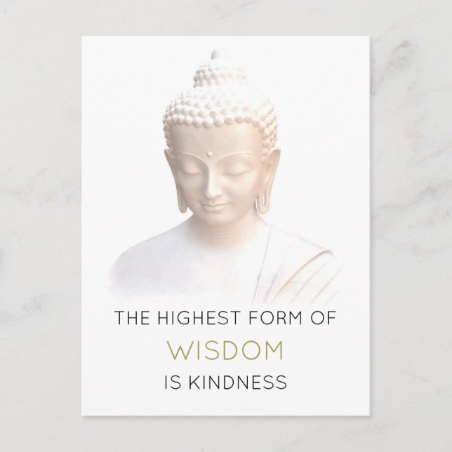 inspirierendes Zitat mit weißem Buddha Postkarte (Vorderseite)