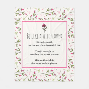 inspirierendes Zitat mit Wildblume Muster Fleecedecke
