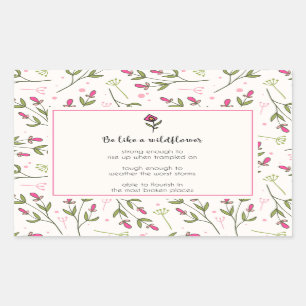 inspirierendes Zitat mit Wildblume Muster Rechteckiger Aufkleber