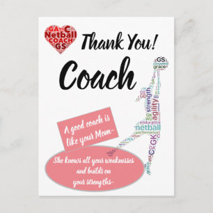 Inspirierendes Zitat Netball-Trainer Danke Postkarte