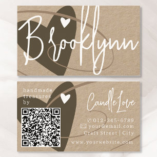 Inspiriert Beige Brown aus Liebe Herzklopfen QR-Co Visitenkarte